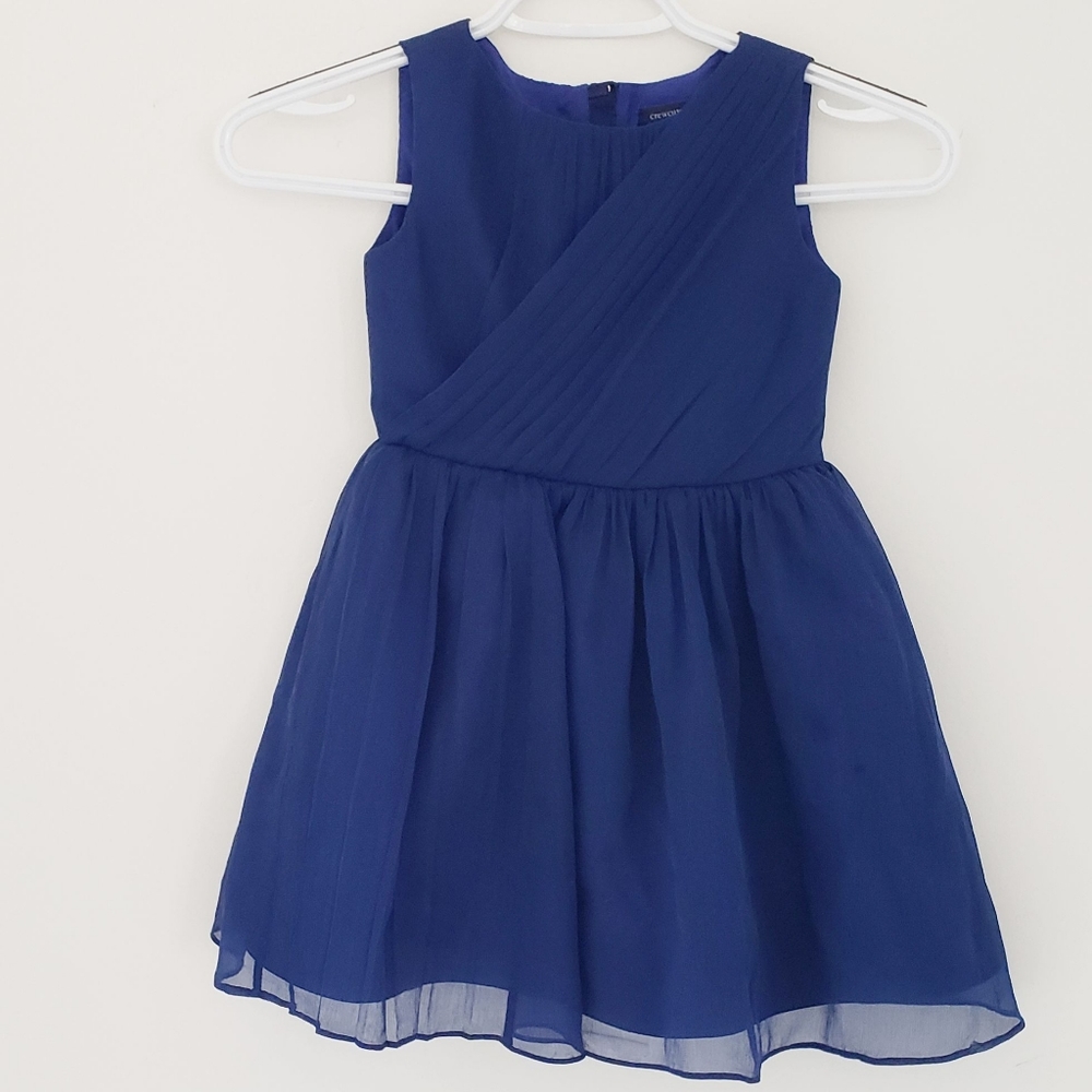 Crewcuts Navy Crinkle Silk Draped Dress, Size 4